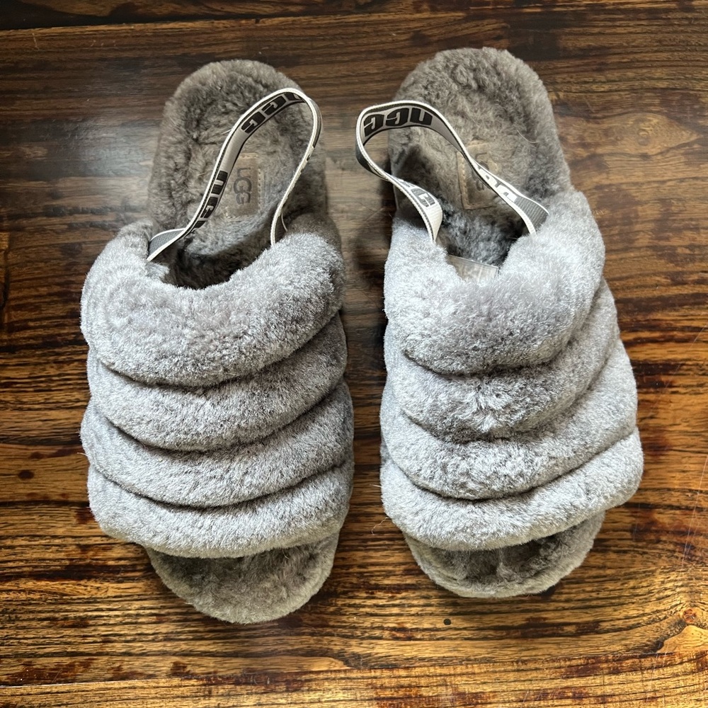 Ugg fluff yeah slides grey size 8